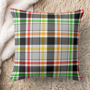 Ash Gray Black Multicolour Flannel Plaid Tartan Cushion