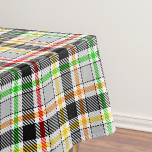 Ash Gray Black Multicolour Flannel Plaid Tartan Tablecloth