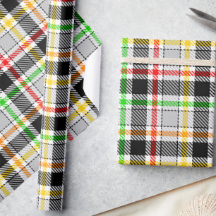 Ash Gray Black Multicolour Flannel Plaid Tartan Wrapping Paper