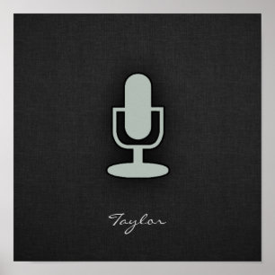 Ash Gray Microphone Poster