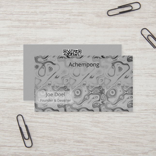 Ash Gray Opulent Abstract Luxury Business Card  (Front/Back In Situ)