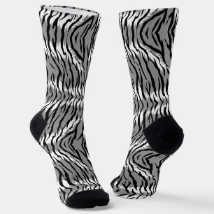 Ash Gray Tiger Skin Pattern Design  Socks