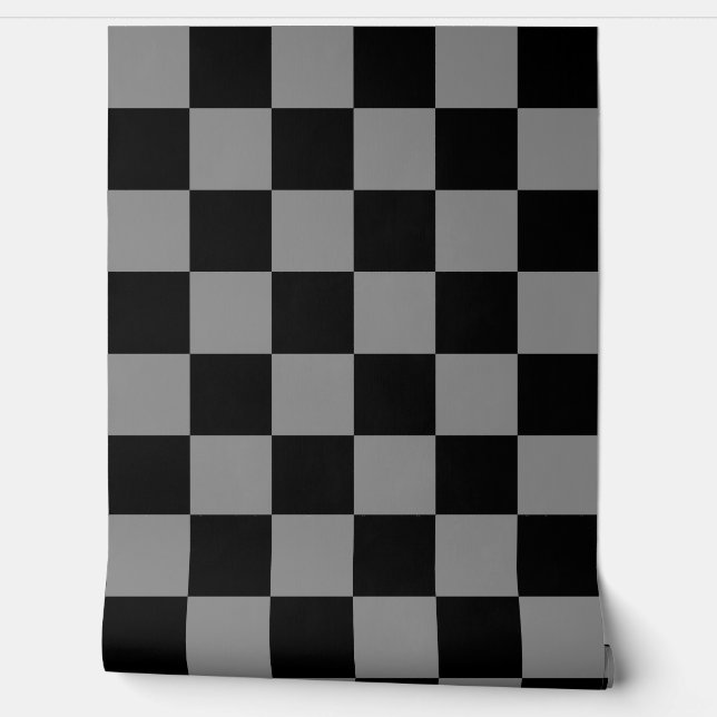 Ash Grey and Black Chequered Pattern  Wallpaper (Unrolling)