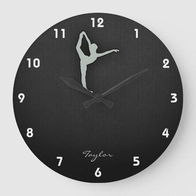 Ash Grey Ballet Dancer Large Clock (Front)