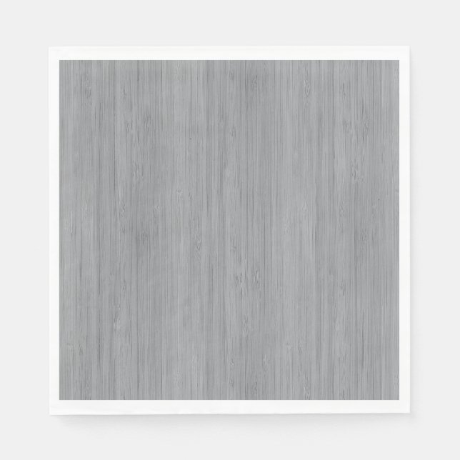 Ash Grey Bamboo Wood Grain Look Napkin (Front)