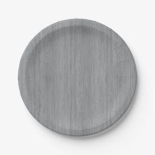 Ash Grey Bamboo Wood Grain Look Paper Plate