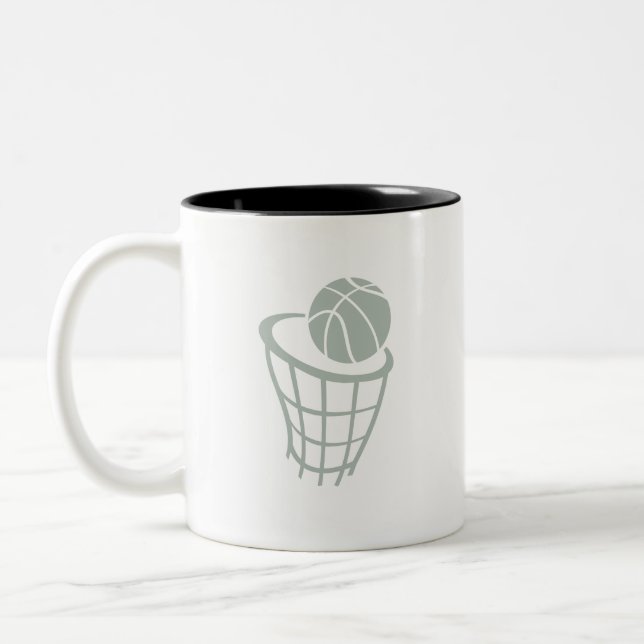 Ash Grey Basketball Two-Tone Coffee Mug (Left)