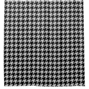 Ash Grey Black Houndstooth Check Shower Curtain