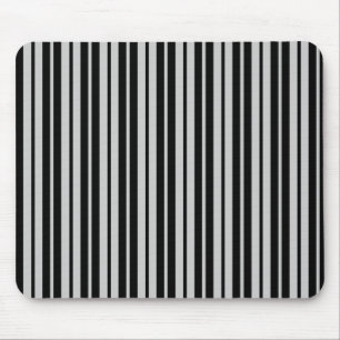 Ash Grey Black Vertical Stripes Pattern Mouse Mat