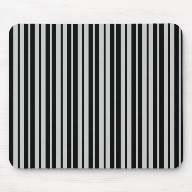 Ash Grey Black Vertical Stripes Pattern Mouse Mat (Front)