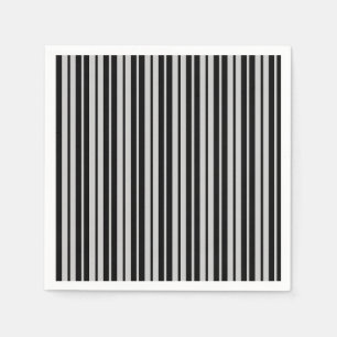 Ash Grey Black Vertical Stripes Pattern Napkin