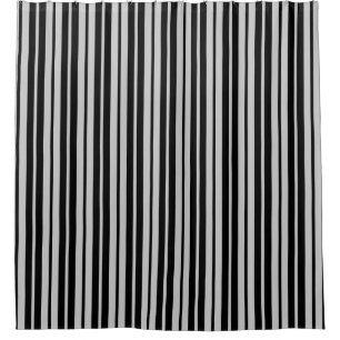 Ash Grey Black Vertical Stripes Pattern Shower Curtain