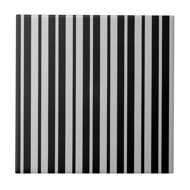 Ash Grey Black Vertical Stripes Pattern Tile (Front)
