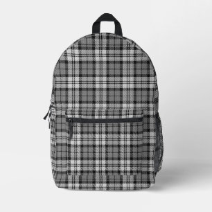 Ash Grey Blackwatch Campbell Tartan Plaid Printed Backpack