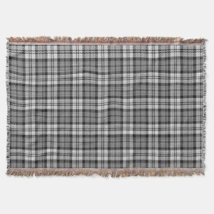 Ash Grey Blackwatch Campbell Tartan Plaid Throw Blanket