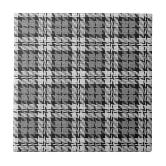 Ash Grey Blackwatch Campbell Tartan Plaid Tile (Front)