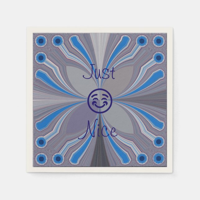 Ash Grey Blue Cyan Just Nice Napkins (Front)