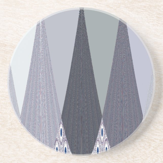Ash Grey Chevron Dots Art Print Coaster (Front)