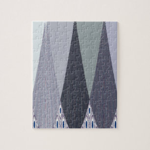 Ash Grey Chevron Dots Art Print Jigsaw Puzzle