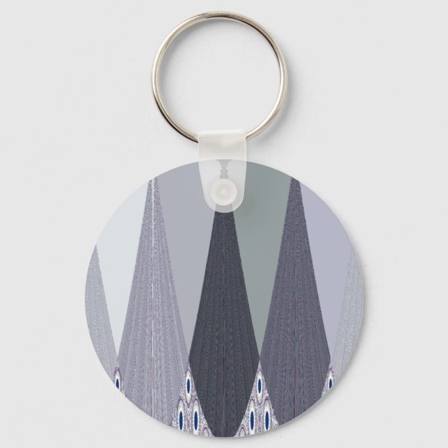 Ash Grey Chevron Dots Art Print Key Ring (Front)
