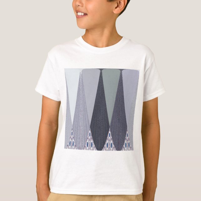 Ash Grey Chevron Dots Art Print T-Shirt (Front)