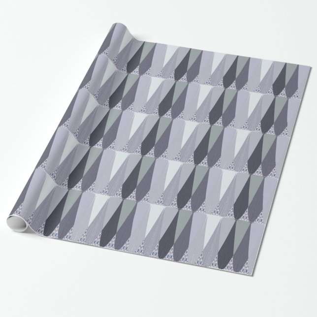 Ash Grey Chevron Dots Art Print Wrapping Paper (Unrolled)