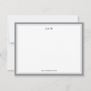 Ash Grey Classic Custom Couple Monogram Card