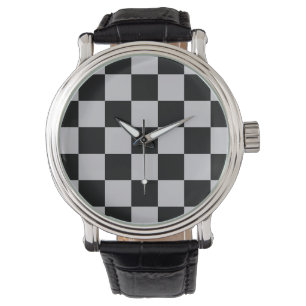 Ash Grey Gray Checker Pattern Design Watch