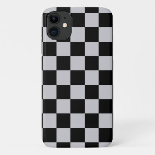 Ash Grey Grey Chequered Pattern Design iPhone 11 Case