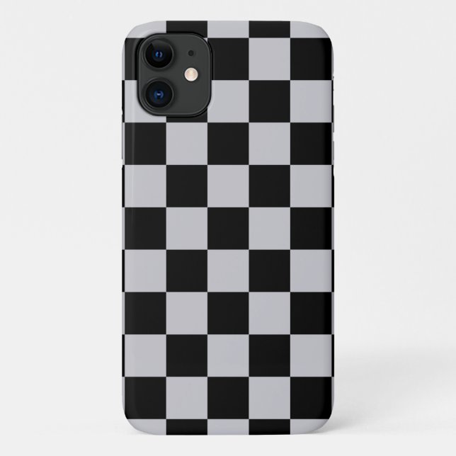 Ash Grey Grey Chequered Pattern Design Case-Mate iPhone Case (Back)