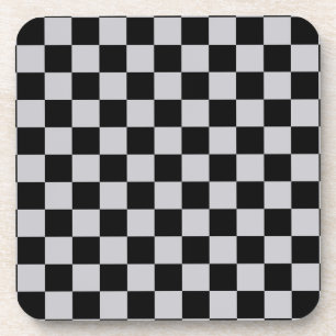 Ash Grey Grey Chequered Pattern Design Coaster