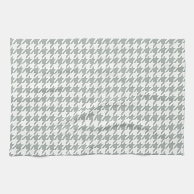 Ash Grey; Grey Houndstooth Tea Towel (Horizontal)
