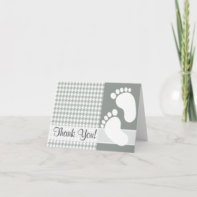 Ash Grey; Grey Houndstooth Thank You Card (Front)