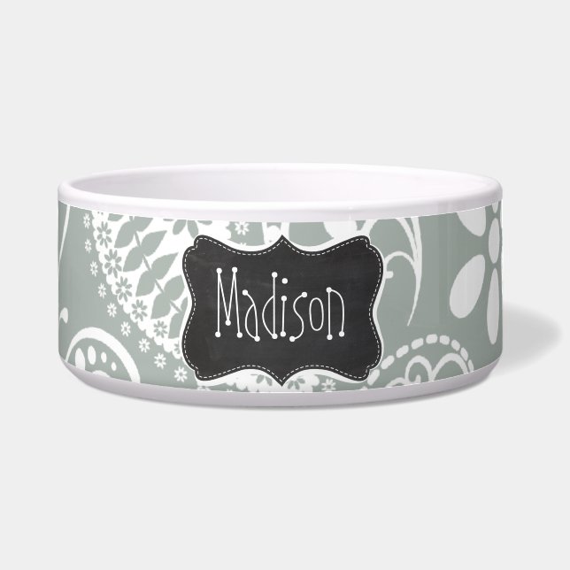 Ash Grey; Grey Paisley; Retro Chalkboard look (Front)