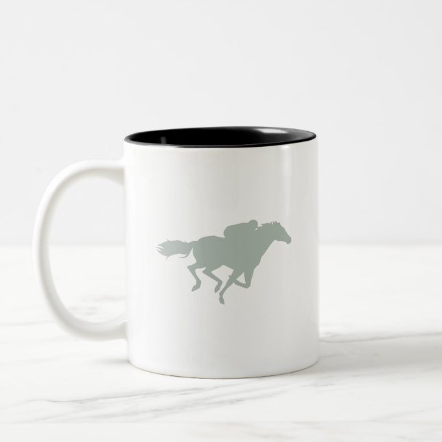 Ash Grey Horse Racing Two-Tone Coffee Mug (Left)