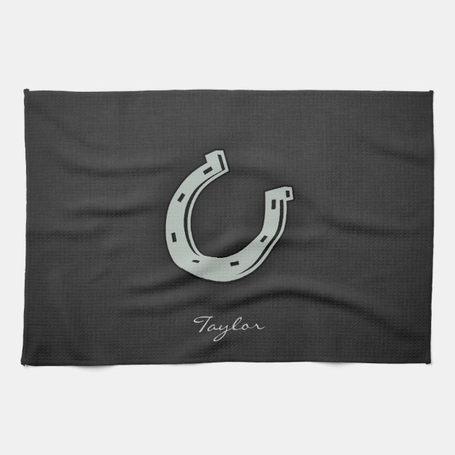 Ash Grey Horseshoe Tea Towel (Horizontal)