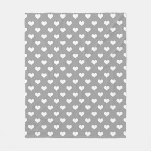 Ash Grey Love Heart Pattern Design Fleece Blanket