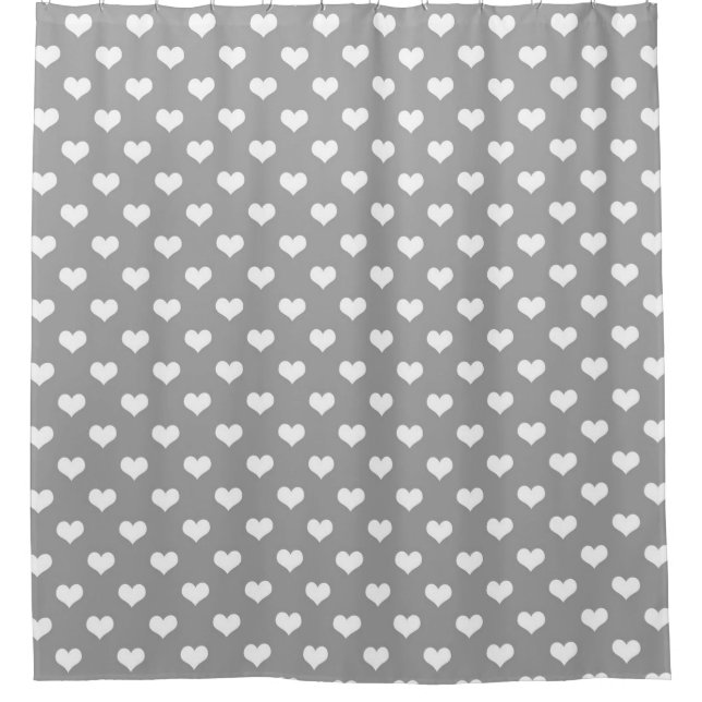 Ash Grey Love Heart Pattern Design  Shower Curtain (Front)