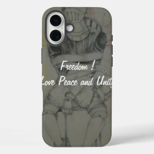 Ash Grey: Lovely Freedom Peace and Unity iPhone 16 Plus Case
