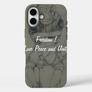 Ash Grey: Lovely Freedom Peace and Unity iPhone 16 Plus Case