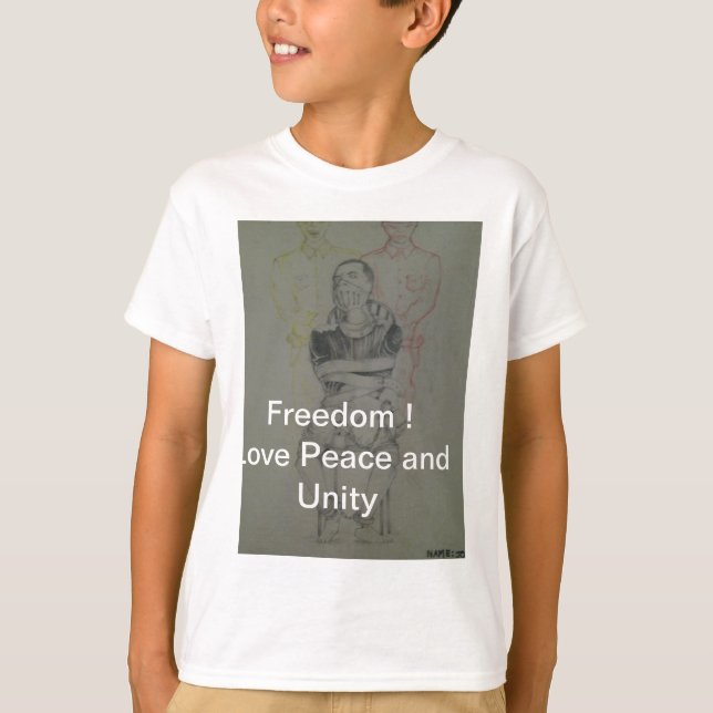 Ash Grey: Lovely Freedom Peace and Unity T-Shirt (Front)
