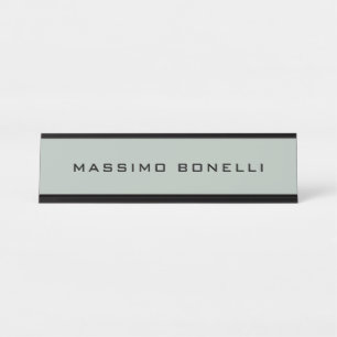 Ash Grey Minimalist Plain Legible Modern Desk Name Plate