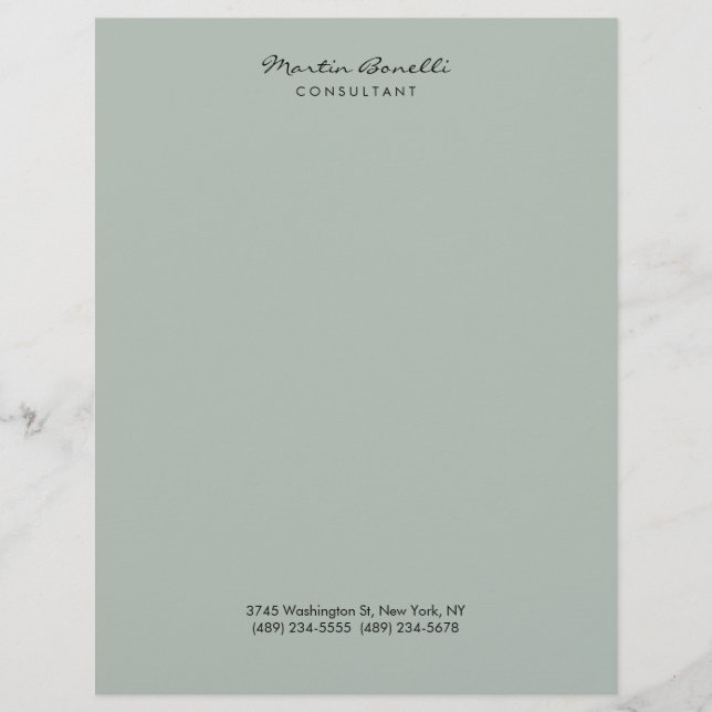 Ash Grey Modern Minimalist Plain Custom Letterhead (Front)