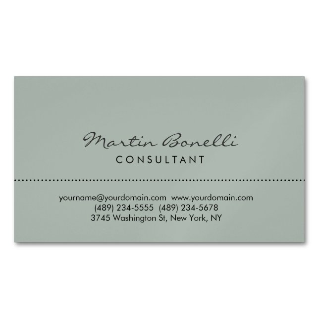 Ash Grey Modern Minimalist Plain Magnetic Business Card (Front)