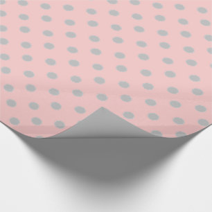 Ash Grey Polka Dot Circles on Baby Pink Wrapping Paper