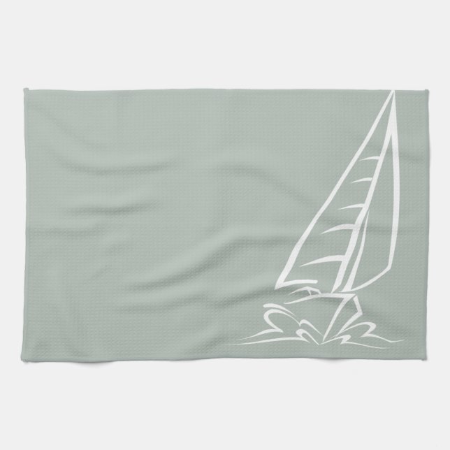 Ash Grey Sailing Tea Towel (Horizontal)
