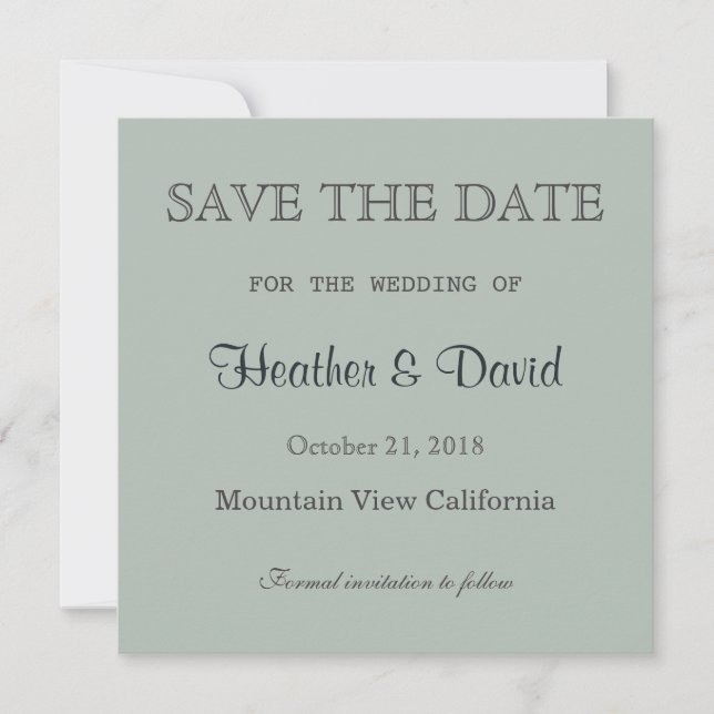 Ash Grey Save the Date Wedding Invitation (Front)