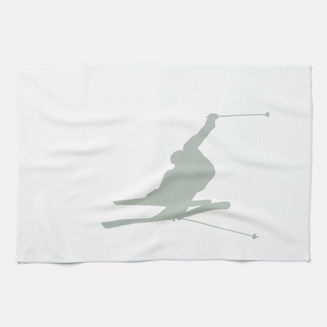 Ash Grey Snow Ski Tea Towel (Horizontal)