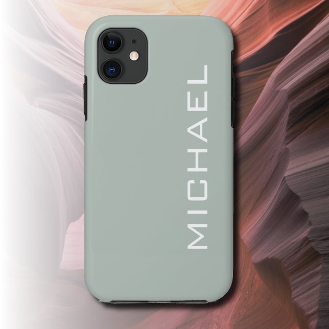 Ash Grey Solid Colour | Minimalist Name Case-Mate iPhone Case (Creator Uploaded)