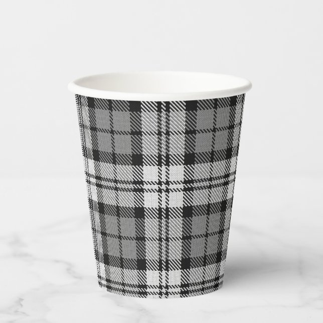 Ash Grey Tartan Plaid Paper Cups (Front)